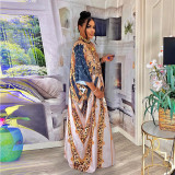 High Elasticity Softness Fat Woman Loose Positioning Printing Maxi Dress