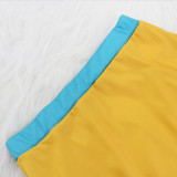 Sexy Contrast Long Sleeve Crop Top and Mini Skirt