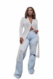 Solid Sheer Single-breasted V Neck Long Line Cardigan