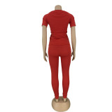 Embroidered Letters Sports Suit
