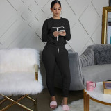 Casual Printed Long Sleeve Jogger Workout Pants Set with Pockets