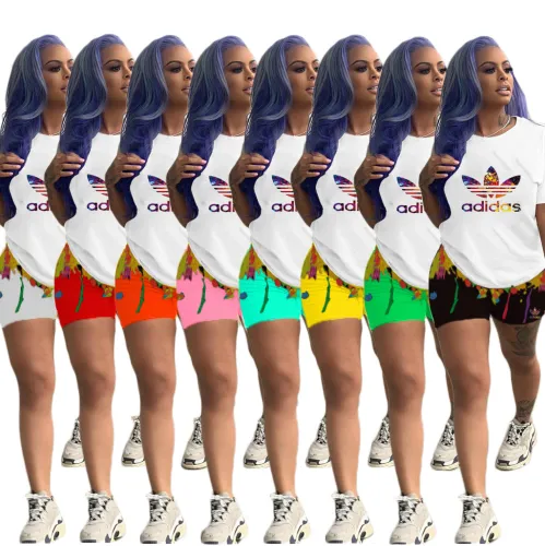 2023 Summer Hot Style Printed Casual Sports Shorts Set