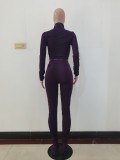 Solid Color Coffee Long Sleeve Sets Stacked Sweat Suits Women Pleated 2 Piece Set Clothing