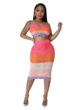 Fashion Multi-Color Colorblock Braided Straps Beach Dresses Two-Piece Set