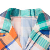 Casual Plaid Stitching Thin Long Coat