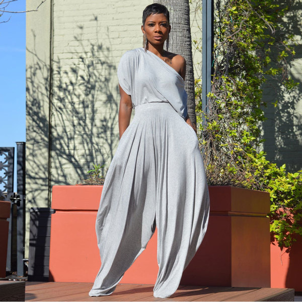 Grey Casual Solid Split Joint Fold Asymmetrical Cross-Shoulder Short Sleeve Two Pieces