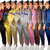 Casual Grey Skinny Printed Hoodie Sweatsuits Matching Sets 2 Two Piece Set Tracksuit