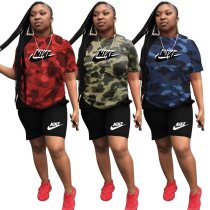 Ladies Casual Printed Zipper Sports Two Piece Set