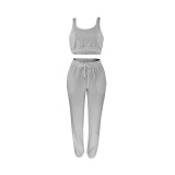 Solid Color Double-layer Sports Vest and Trousers