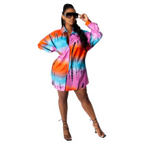 Casual Contrast Color Pattern Printed Cardigan and Shorts