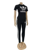 Embroidered Letters Sports Suit