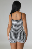 Fashion Sexy Plush Striped Straps One Piece Rompers