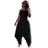 Solid Straight Across Harem Pants Jumpsuit