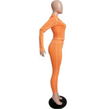 Solid Color High Neck Pant Set