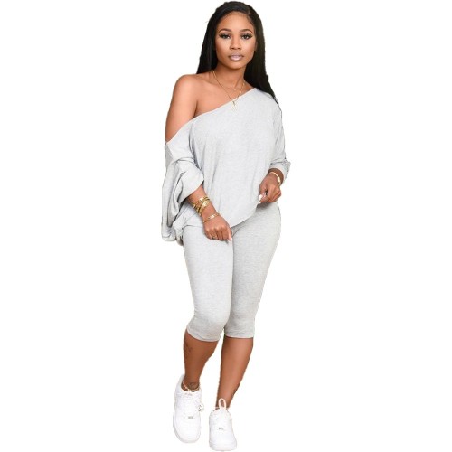 Autumn Pure Color Two Piece Tracksuit Outfits