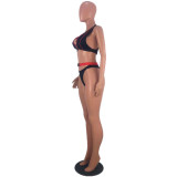 Lace-up Triangle Split Swimsuit