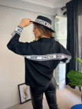 Ladies Loose Casual Printed Long Sleeve Lapel Shirt