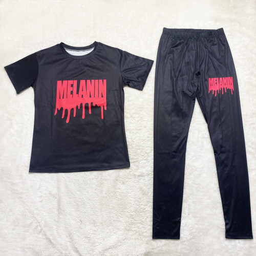 Fashion Casual Graphic Print Short Sleeve Two Piece Women Tracksuit Set