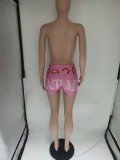 Ladies Casual Pink Graphic Printed Shorts