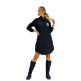 Fashion Simple Embroidered Letter Long Sleeve Shirt Dress