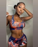Casual Print Letter Vest and Shorts