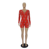 Sexy Pattern Printed Home Shorts Romper