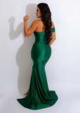 Drape Single Shoulder Side Slit Maxi Dress