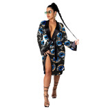Print Kimono Robes Outerwear For Women