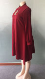 Long Sleeve Stitching Irregular Pleated Dress