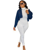 Casual Soft High-end Versatile Jacquard Denim Top Jacket