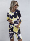 Casual Printed Tie-dye Two Short Set