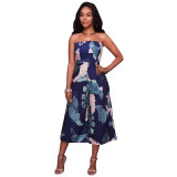 Off Shoulder Printed Wide-leg Jumpsuit