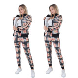 Fashion Sportswear Printing Letter Zipper Two Piece Set