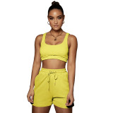 Casual Sports Double Vest and Shorts with Pocket