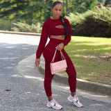 Sportswear 3 Piece Pants Sets Solid Ribbed Pit Track Jogging Sets