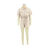 One-piece Overalls Women Rompers Short Sleeve Lady's Clothes Tooling Style