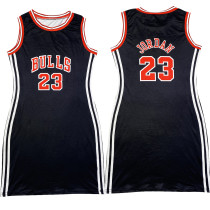 Casual Sleeveless Double-sided Pattern Printed Webbing Basketball Mini Dress