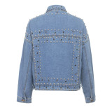 Washed Rivets Denim Cardigan Jacket