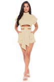 Solid Color Bandage Crop Top and Shorts