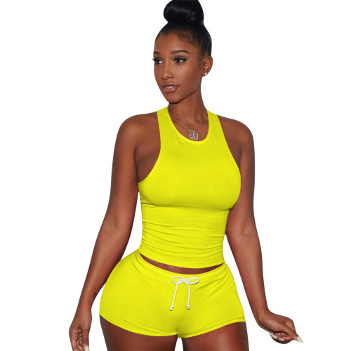 Summer Sports Two Piece Vest Shorts Set