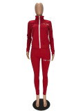 Casual Letter Embroidery Zipper Sports 2 Piece Set