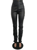 PU Leather Pile Pants