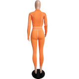 Solid Color High Neck Pant Set