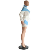Stand Neck Colorblock Drawstring Romper