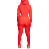 Solid Color Hooded Homewear Jumpsuit