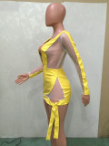 Flexible Leather Mesh Stitching Sexy Dress
