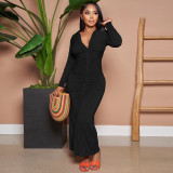 Solid Color V Neck Ruched Maxi Dress