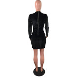 Korean Velvet Hot Diamond Mini Dress