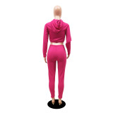 Ladies Leisure Sweatsuit Hooded Pit Sport Autumn Women Two Piece Pants Set