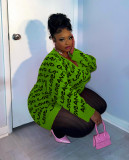 Plus-size Clothing V Neck Long Sleeve Loose Mini Dress